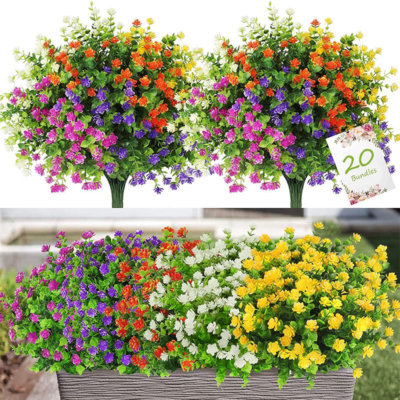 Bonsai Garden Ideas - 3/6 個人工植物の花ユーカリベビーブレスフェスティバル結婚式屋外盆栽アーチドア中庭花瓶ホーム Diy ギフトボックス