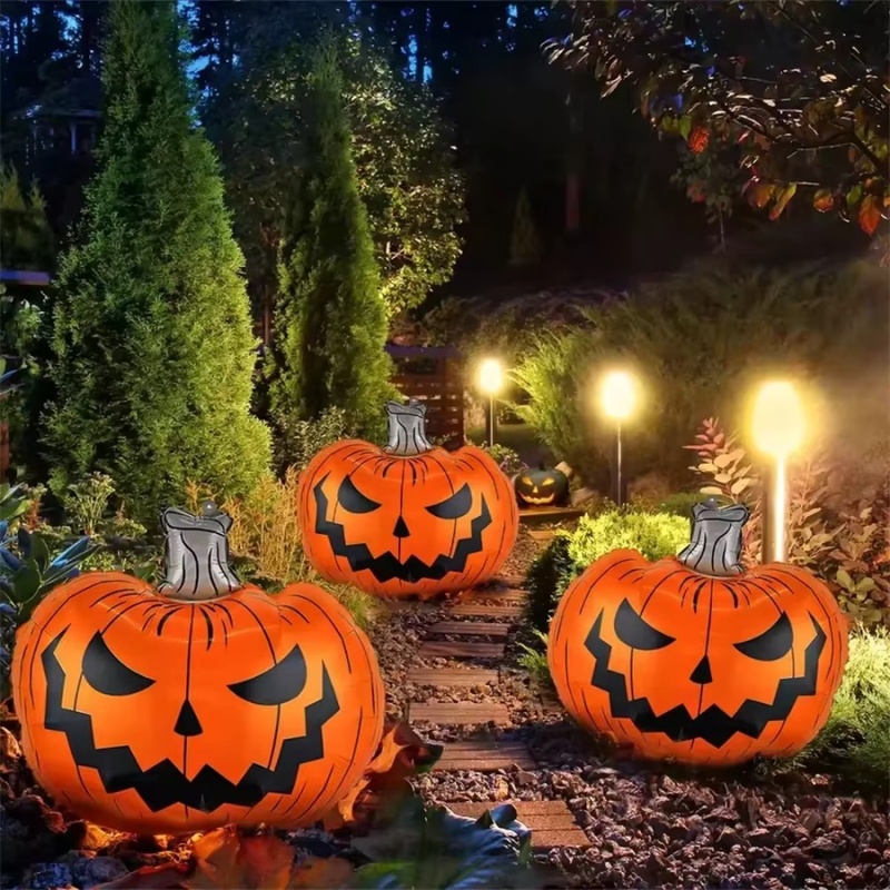 Bonsai Garden Ideas - ハロウィン用パンプキン型ホイルバルーン2個セット、屋外庭園、芝生、家、店舗、庭の不気味なパーティー装飾、防水パンプキンオーナメント