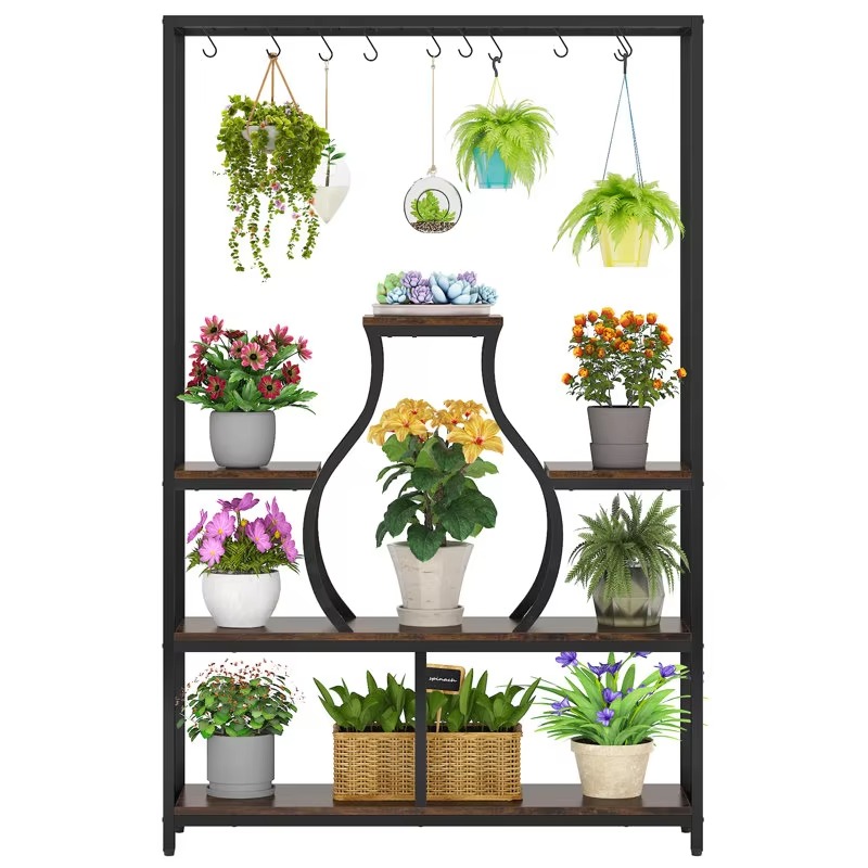 家庭菜園盆栽ディスプレイ装飾壁掛けフラワーポットラック（プラ - Bonsai Garden Wall のレビューと価格
