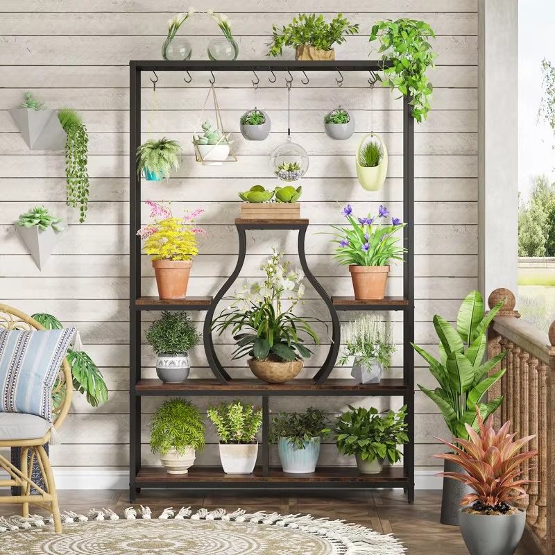 家庭菜園盆栽ディスプレイ装飾壁掛けフラワーポットラック（プラ - Bonsai Garden Wall のレビューと価格