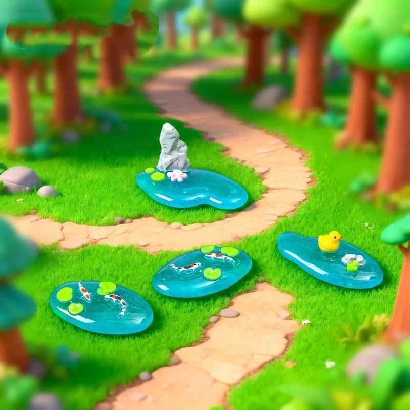 ミニ樹脂製池飾り、鯉、アヒル、蓮のデザイン、滑らかな質感、庭 - Bonsai Garden With Koi Pond のレビューと価格