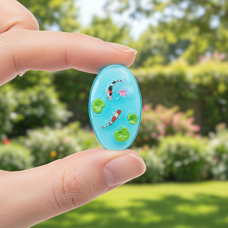 ミニ樹脂製池飾り、鯉、アヒル、蓮のデザイン、滑らかな質感、庭 - Bonsai Garden With Koi Pond のレビューと価格